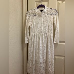White lace long dress for wedding or party